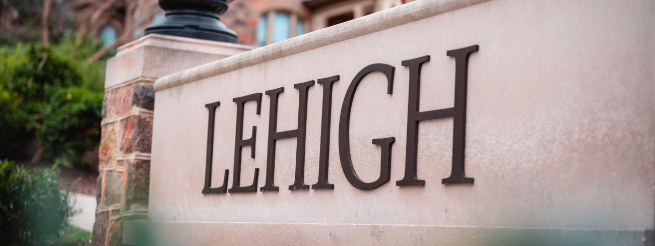 Lehigh sign with spring blossoms